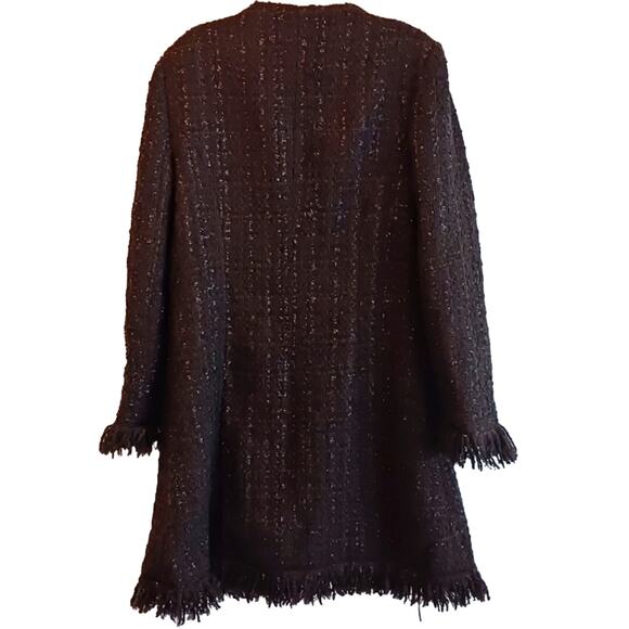 Vertigo Paris Tweed Wool Coat Sz S Brown Metallic Boucle Fringed Preppy France - Picture 5 of 16